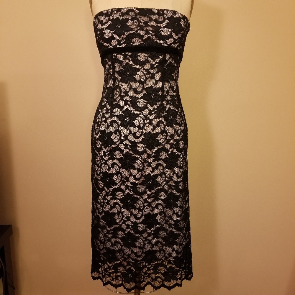Black Lace Strapless Dress